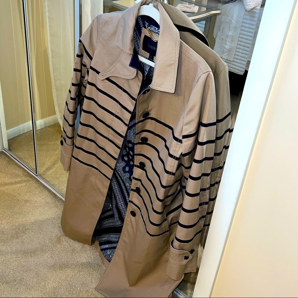 Like New J. Crew Striped Trench Coat